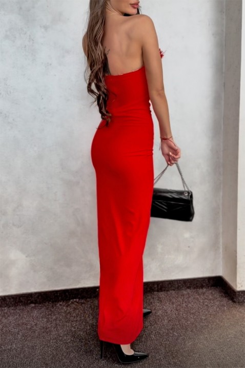 Elegantna duga haljina s visokim prorezom i golim leđima FAROLMA RED, Boja: crvena, IVET.HR - MODERNA ODJEĆA