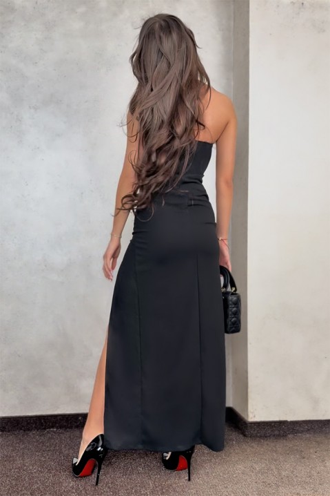 Elegantna duga haljina s visokim prorezom i golim leđima FAROLMA BLACK, Boja: crna, IVET.HR - MODERNA ODJEĆA