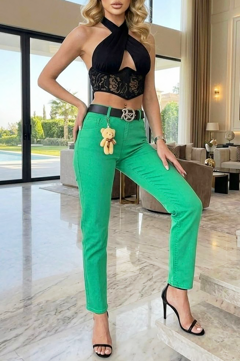 Duge ženske traperice s visokim strukom i aktualnom bojom za sezonu CALZARA, Boja: zelena, IVET.HR - MODERNA ODJEĆA