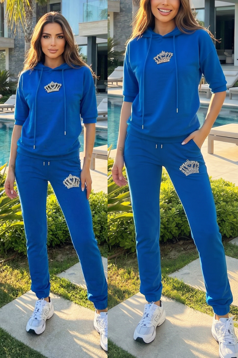 Ženski sportski set u dva dijela s ukrasom od kamenja CALYRA BLUE, Boja: plava, IVET.HR - MODERNA ODJEĆA