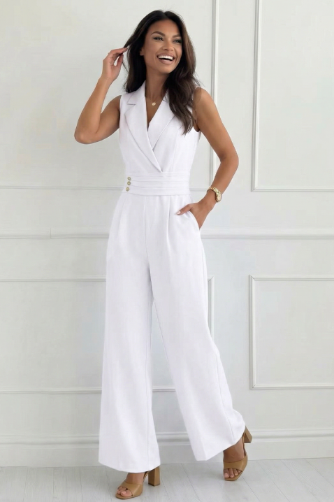 Elegantni kombinezon s reverima i zlatnim gumbima SELESTE WHITE, Boja: bijela, IVET.HR - MODERNA ODJEĆA