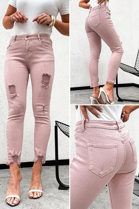 Duge ženske traperice srednjeg struka s poderanim detaljima NANETA, Boja: denim, IVET.HR - MODERNA ODJEĆA