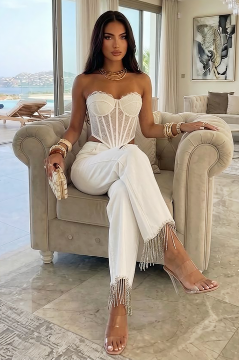 Ženske bijele traperice s resama i poderanim elementima LURISA, Boja: bijela, IVET.HR - MODERNA ODJEĆA