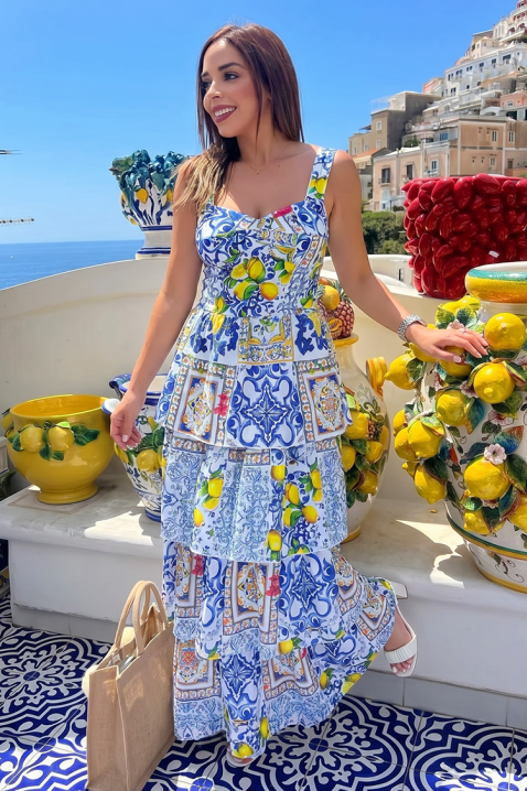 Duga ljetna haljina bez naramenica s naglascima limuna SORENTA, Boja: višebojna, IVET.HR - MODERNA ODJEĆA