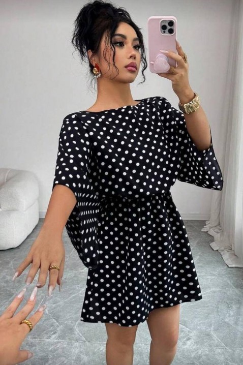 Kratka haljina s točkastim uzorkom i širokim rukavima PETITA, Boja: crna i bijela, IVET.HR - MODERNA ODJEĆA