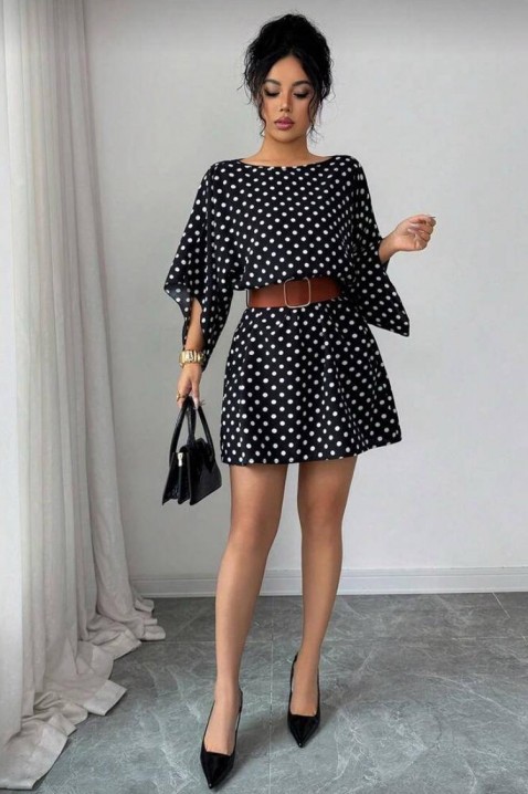 Kratka haljina s točkastim uzorkom i širokim rukavima PETITA, Boja: crna i bijela, IVET.HR - MODERNA ODJEĆA