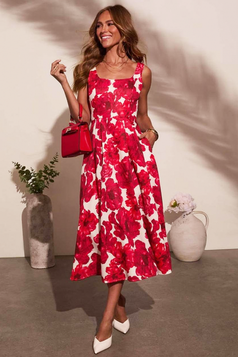 Midi haljina s cvjetnim printom i modernim dizajnom DEALINA, Boja: višebojna, IVET.HR - MODERNA ODJEĆA