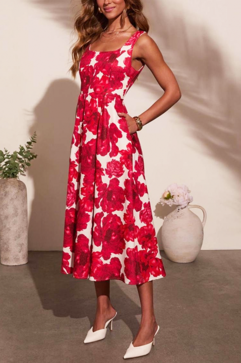 Midi haljina s cvjetnim printom i modernim dizajnom DEALINA, Boja: višebojna, IVET.HR - MODERNA ODJEĆA