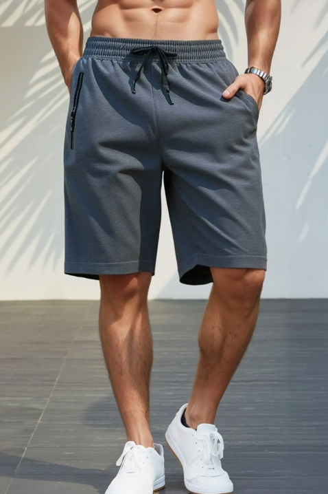 Sive muške sportske kratke hlače s elastičnom trakom i džepom na patentni zatvarač VINTORO, Boja: siva, IVET.HR - MODERNA ODJEĆA
