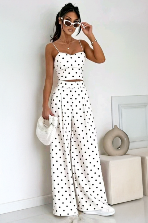 Ženski ljetni set od hlača i topa s uzorkom čupavih detalja DANILITA WHITE, Boja: bijela, IVET.HR - MODERNA ODJEĆA