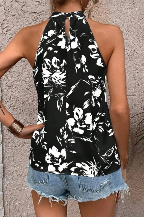 Ženski top s halter izrezom i cvjetnim printom DORVINA, Boja: crna i bijela, IVET.HR - MODERNA ODJEĆA