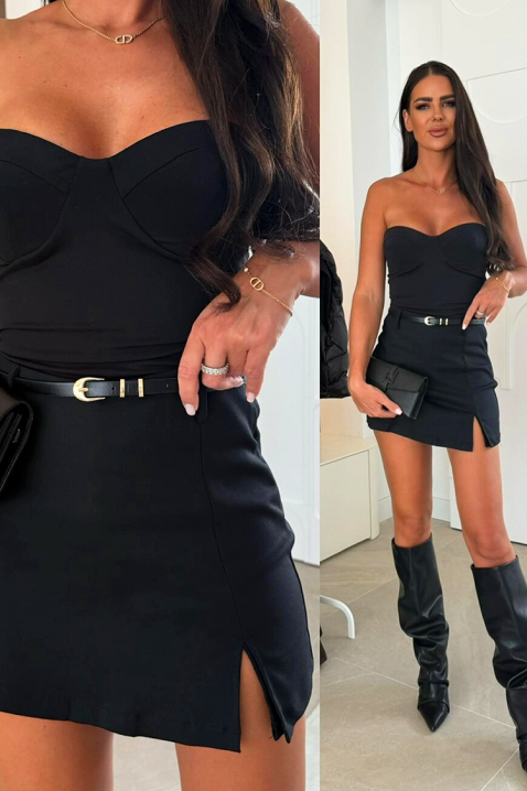 Elegantna kratka suknja s prorezom i remenom ZENDAIA BLACK, Boja: crna, IVET.HR - MODERNA ODJEĆA