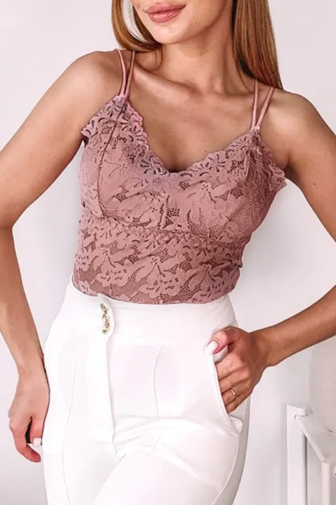 Elegantni ženski čipkasti top s finim naramenicama i efektnim leđima CALVESA PINKIVET.HR - MODERNA ODJEĆA