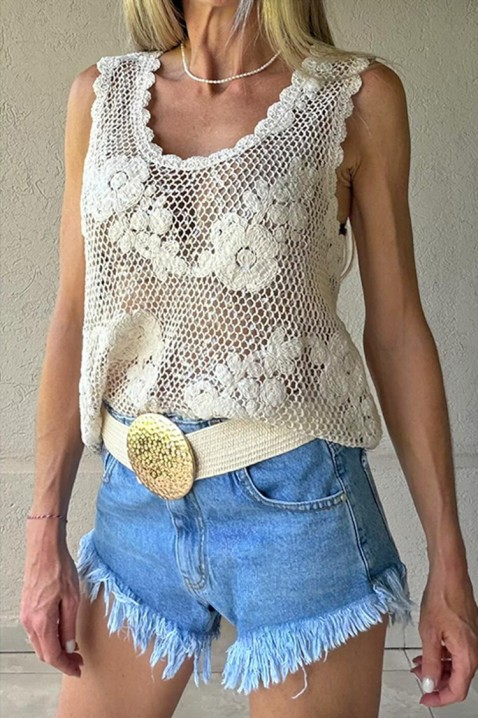 Atraktivan top u boho stilu s cvjetnim motivima FLORINDANA, Boja: drap, IVET.HR - MODERNA ODJEĆA