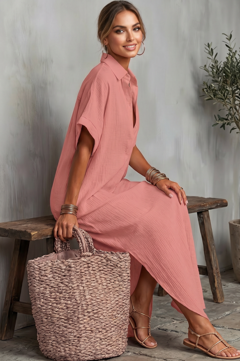 Duga ljetna večernja haljina s V-izrezom JADANA PINK, Boja: roza, IVET.HR - MODERNA ODJEĆA