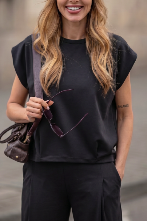 Elegantni set s hlačama i topom BRITANY BLACK, Boja: crna, IVET.HR - MODERNA ODJEĆA