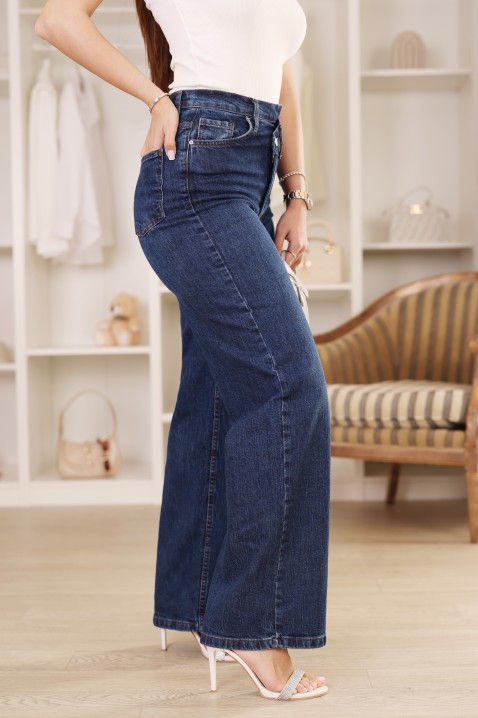 Ženske traperice visokog struka i širokih nogavica NUREXA, Boja: denim, IVET.HR - MODERNA ODJEĆA