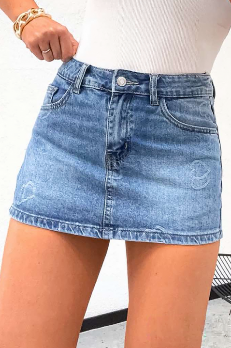 Traper mini suknja visokog struka LOVIREA, Boja: denim, IVET.HR - MODERNA ODJEĆA