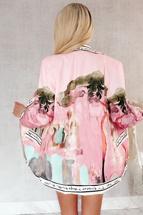 Ženska oversized sako sa šarenim umjetničkim printom AFRISIMA PINK, Boja: višebojna, IVET.HR - MODERNA ODJEĆA