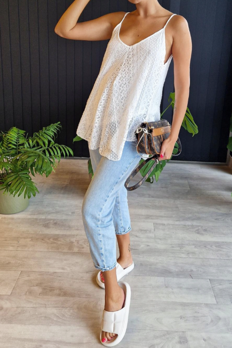 Ženski top od fine čipke u boho stilu BOGELSA WHITE, Boja: bijela, IVET.HR - MODERNA ODJEĆA