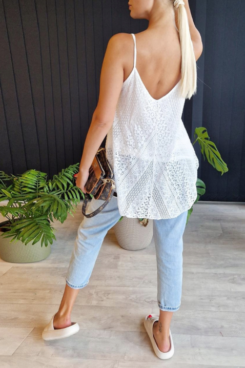Ženski top od fine čipke u boho stilu BOGELSA WHITE, Boja: bijela, IVET.HR - MODERNA ODJEĆA