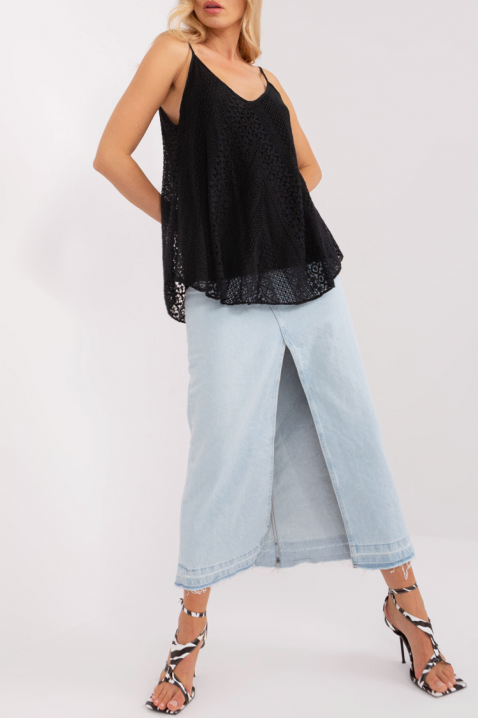 Ženski top od fine čipke u boho stilu BOGELSA BLACK, Boja: crna, IVET.HR - MODERNA ODJEĆA