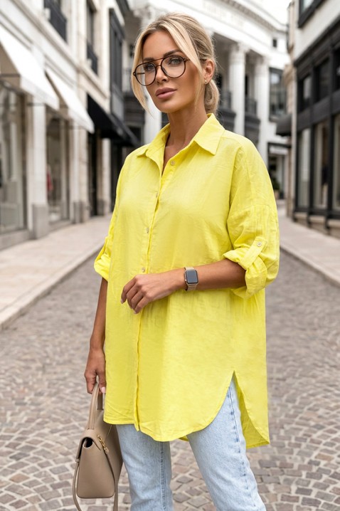 Predimenzionirana ženska košulja čistog dizajna i širokog kroja LONELIA YELLOW, Boja: žuta, IVET.HR - MODERNA ODJEĆA