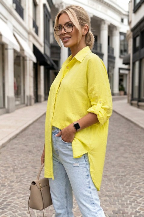 Predimenzionirana ženska košulja čistog dizajna i širokog kroja LONELIA YELLOW, Boja: žuta, IVET.HR - MODERNA ODJEĆA