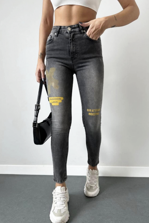 Ženske uske traperice visokog struka s detaljima ALVERINA, Boja: denim, IVET.HR - MODERNA ODJEĆA