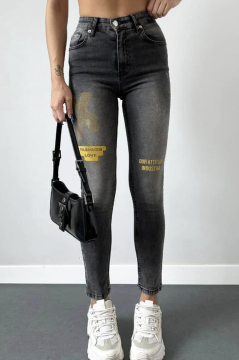Ženske uske traperice visokog struka s detaljima ALVERINA, Boja: denim, IVET.HR - MODERNA ODJEĆA