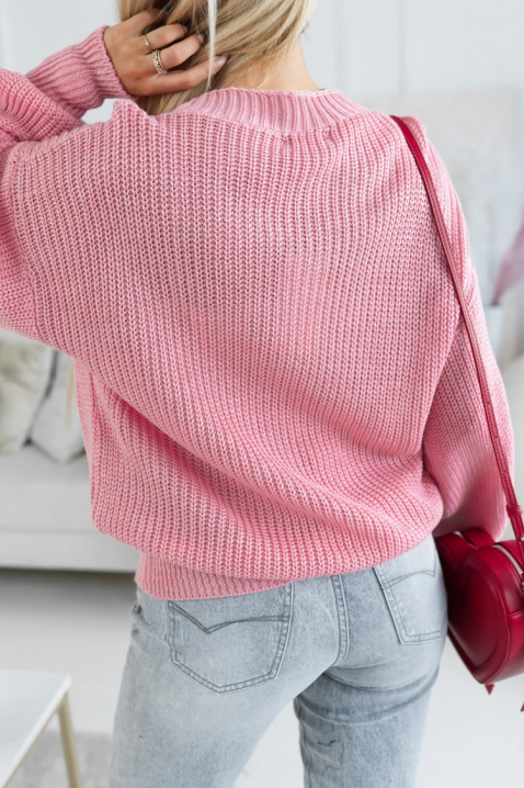 Pletena ženska vesta s dekorativnim trešnjama SOREVINA PINK, Boja: roza, IVET.HR - MODERNA ODJEĆA