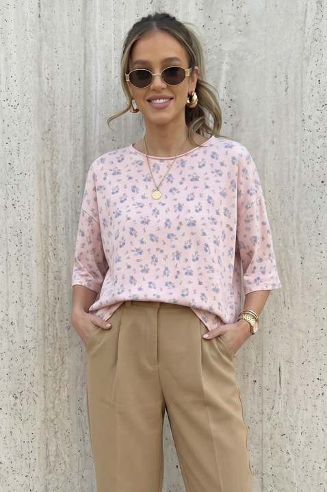 Ženska bluza s cvjetnim printom i slobodnim krojem VELIMINA PINK, Boja: roza, IVET.HR - MODERNA ODJEĆA