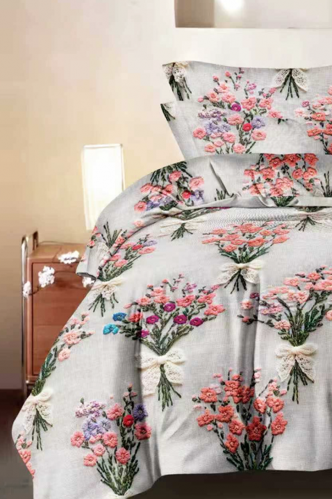Elegantni spavaći set od četiri dijela s cvjetnim dizajnom NESIMA 200x220 cm, Boja: višebojna, IVET.HR - MODERNA ODJEĆA