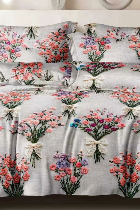 Elegantni spavaći set od četiri dijela s cvjetnim dizajnom NESIMA 200x220 cm, Boja: višebojna, IVET.HR - MODERNA ODJEĆA