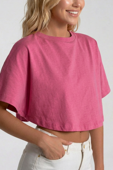 Ženska kratka majica minimalistički dizajn VITAMA PINK, Boja: roza, IVET.HR - MODERNA ODJEĆA