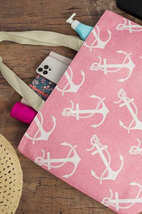 Plažna torba s morskim dizajnom s sidrima MARTINALA PINK, Boja: roza, IVET.HR - MODERNA ODJEĆA