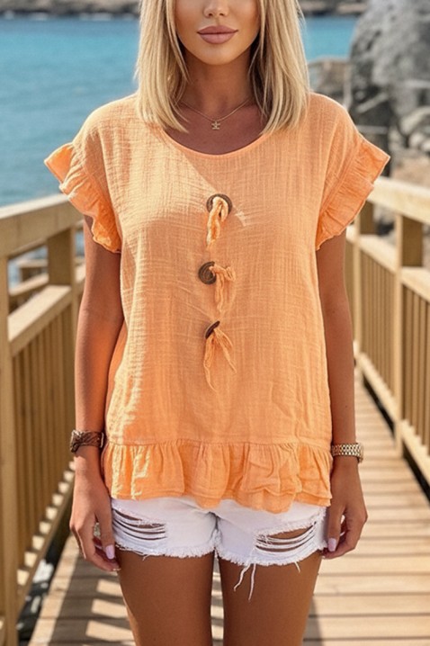 Bluza s dekorativnim vezicama, volanima i eterealnim boho izgledom DORINZA ORANGE, Boja: narančasta, IVET.HR - MODERNA ODJEĆA