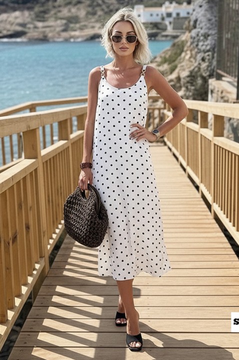 Duga haljina s točkama u ležernom stilu JASMIANA WHITE, Boja: bijela, IVET.HR - MODERNA ODJEĆA