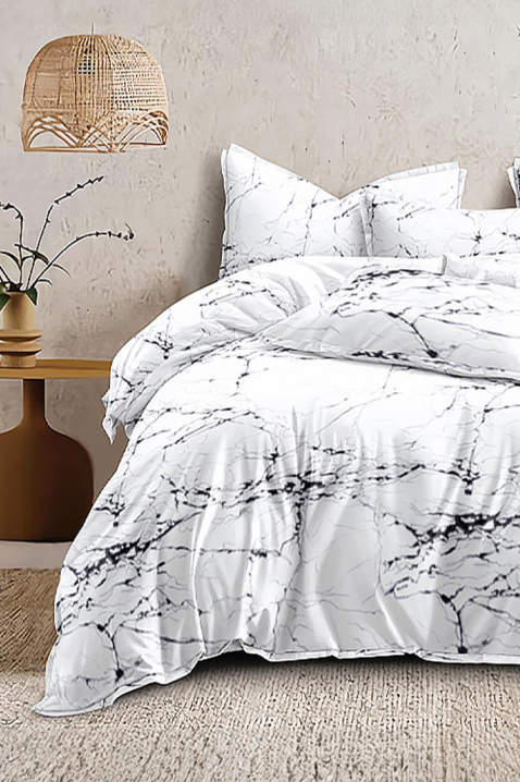 Elegantni četverodijelni set za spavaću sobu s mramornim efektom ROSALIANA 200x220 cm, Boja: bijela, IVET.HR - MODERNA ODJEĆA