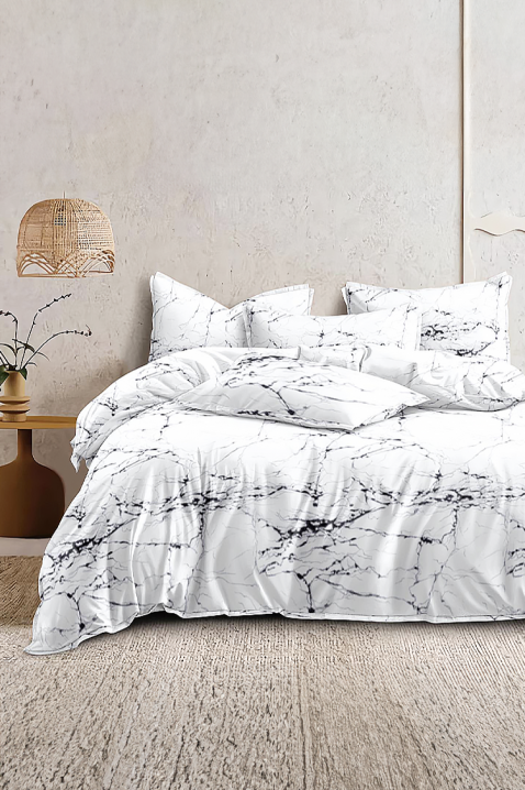 Elegantni četverodijelni set za spavaću sobu s mramornim efektom ROSALIANA 200x220 cm, Boja: bijela, IVET.HR - MODERNA ODJEĆA