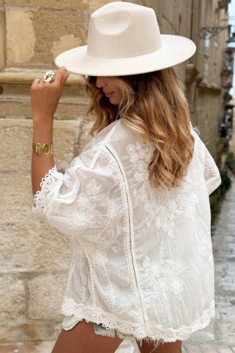 Prozračna ženska bluza s vezom u boho stilu KALYTA WHITE, Boja: bijela, IVET.HR - MODERNA ODJEĆA