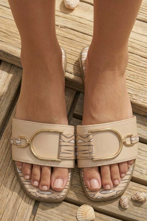 Ženske papuče s metalnom kopčom VERONSIA BEIGE, Boja: bež, IVET.HR - MODERNA ODJEĆA