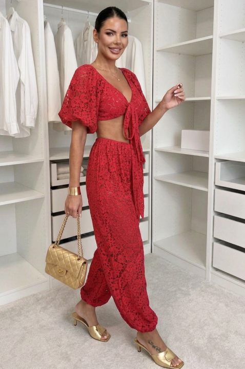 Elegantni ženski set od čipke ARAMONIA RED, Boja: crvena, IVET.HR - MODERNA ODJEĆA
