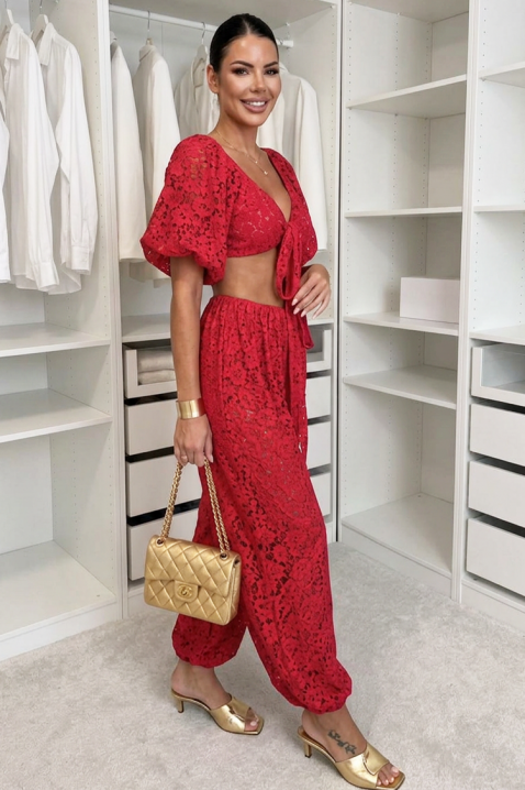 Elegantni ženski set od čipke ARAMONIA RED, Boja: crvena, IVET.HR - MODERNA ODJEĆA