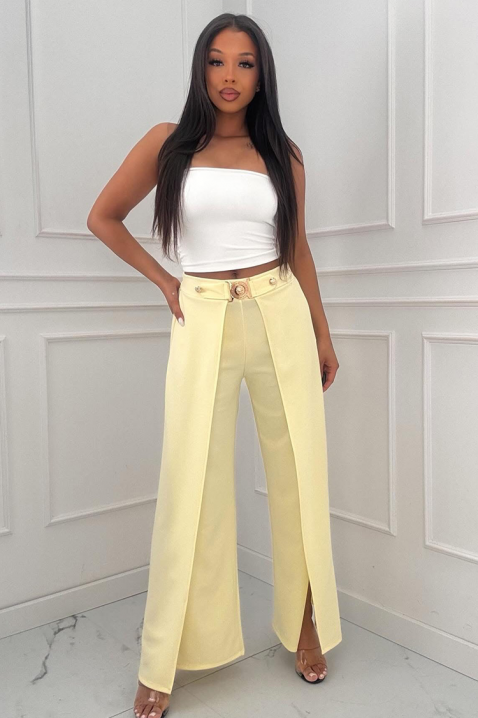 Elegantne ženske hlače s preklopom i visokim strukom RATIENA YELLOW, Boja: žuta, IVET.HR - MODERNA ODJEĆA