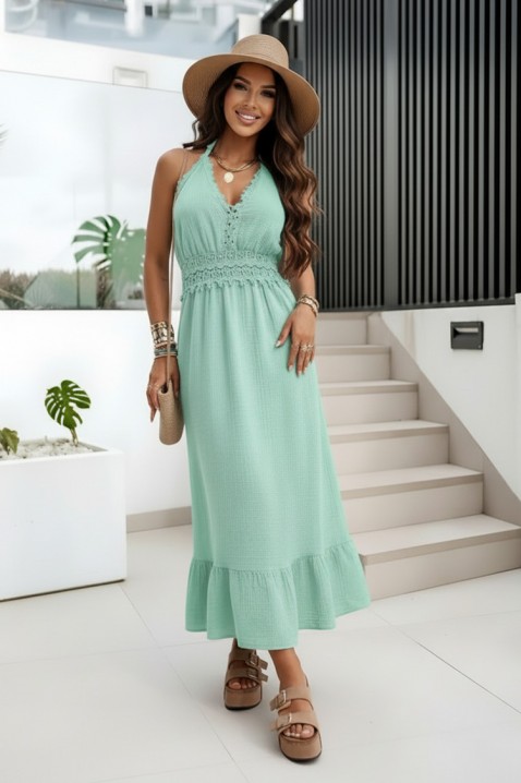 Boho midi haljina s čipkastim detaljima BRIVENA MINT, Boja: mente, IVET.HR - MODERNA ODJEĆA