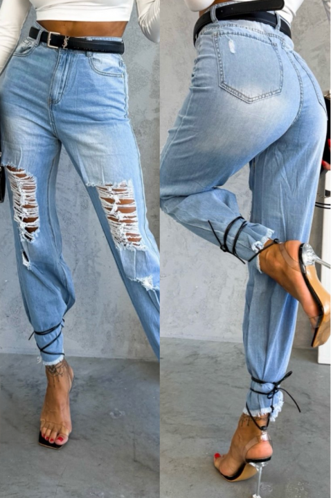 Ženske traperice visokog struka s poderanim rubom ZATONA, Boja: denim, IVET.HR - MODERNA ODJEĆA