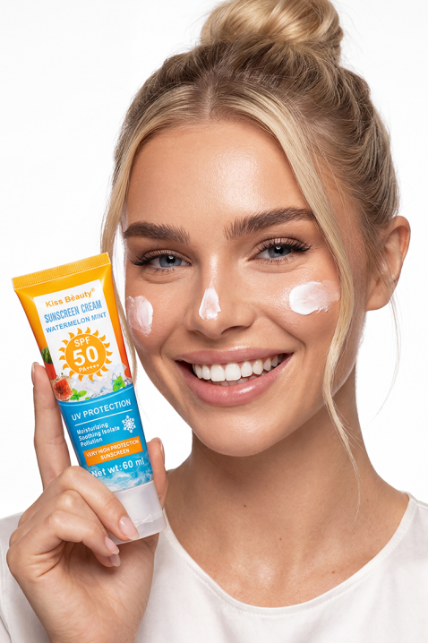 Hidratantna i rashlađujuća krema za sunčanje za lice i tijelo Kiss Beauty Watermelon Mint SPF 50 PA++++IVET.HR - MODERNA ODJEĆA