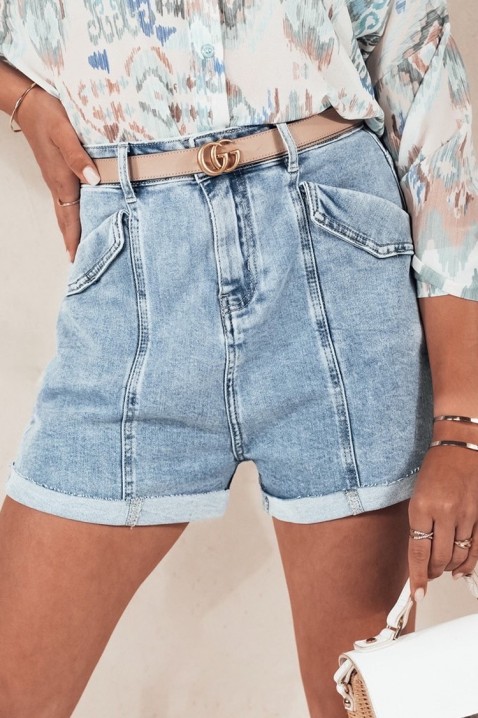Ženske traper kratke hlače visokog struka s cargo džepovima MELIVA, Boja: svijetlo plava, IVET.HR - MODERNA ODJEĆA