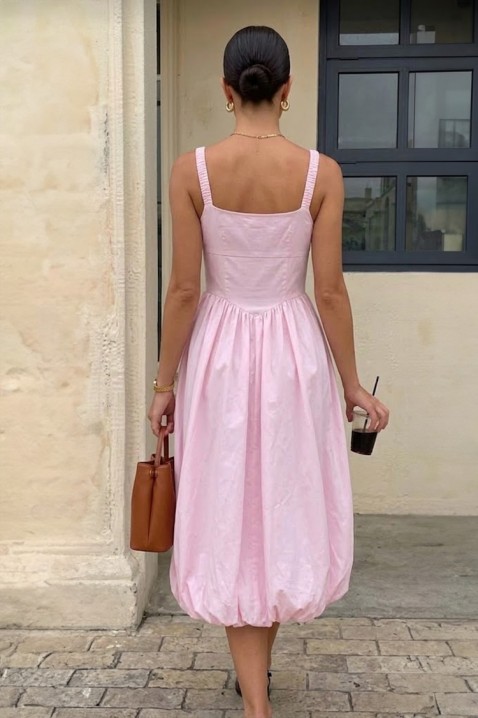 Pamučna midi haljina s voluminoznim siluetom i čistim linijama AVALIA PINK, Boja: roza, IVET.HR - MODERNA ODJEĆA